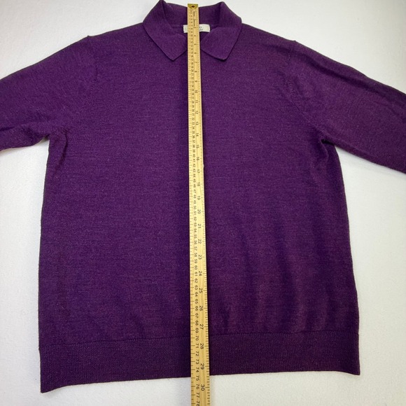 Turnbury 100% Extra Fine Merino Wool Polo Sweater Mens Large Plum Purple Knit - Picture 10 of 13